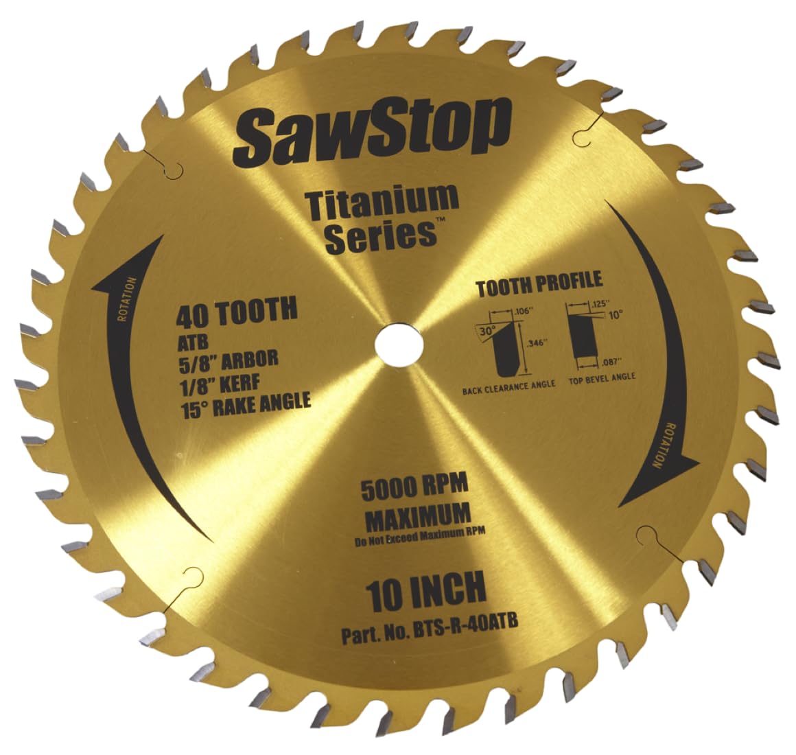 SawStop Circular Saw Blade, 40 Teeth, Wood - Miter Saw